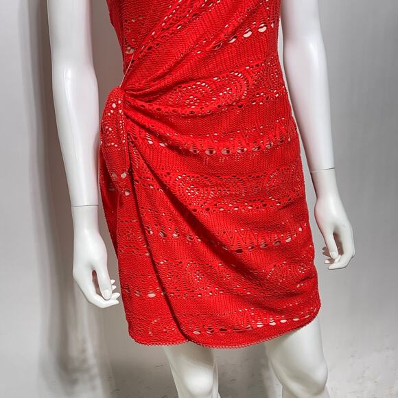 Free People Dress Women's Small Orange Oceanside Crochet Sleeveless Faux Wrap - Picture 11 of 13